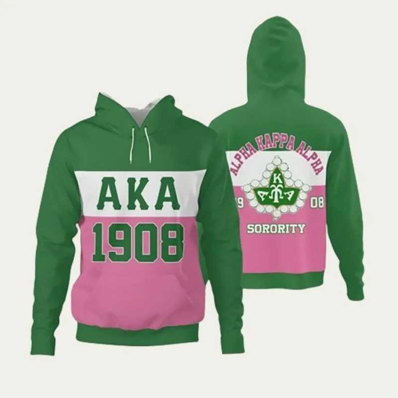 AKA 1908 Alpha Sorority Pullover Hoodies For Women Printed Long Sleeve Oversized Christmas Anniversary Sweatshirts Womens Coat LX241113