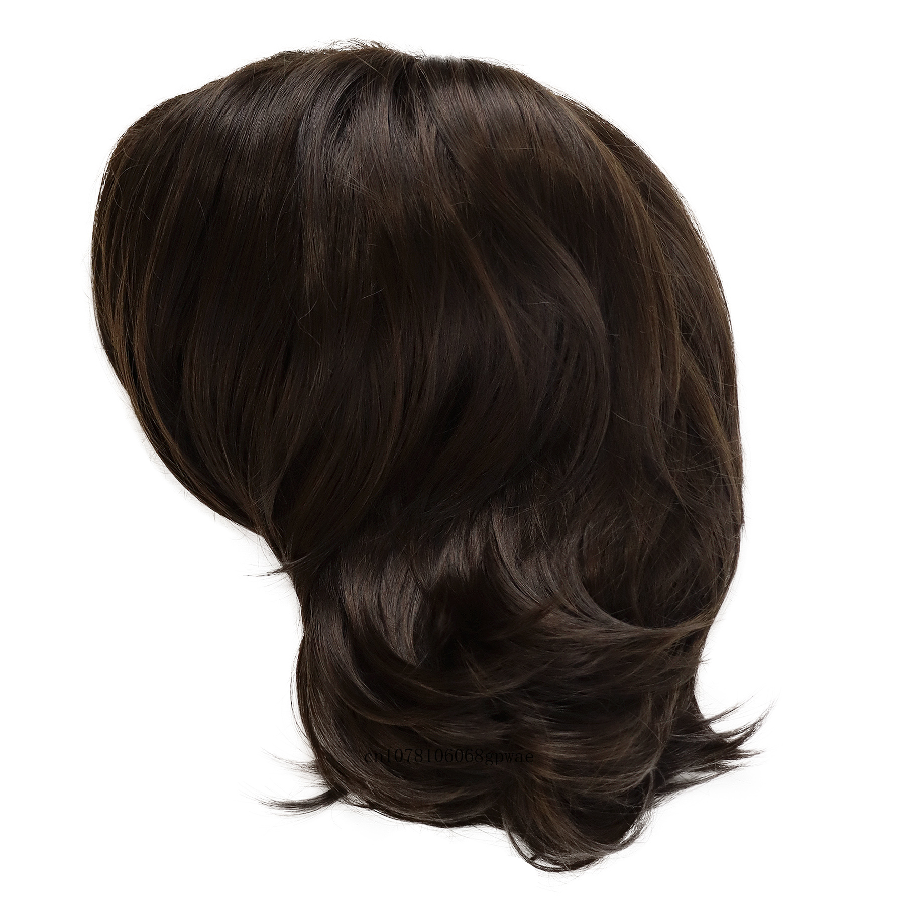 Hair Natural Deep Brown Synthetic Wig with Bangs Bob Cut Hair Short Curly Wig for Women Daily Cosplay Halloween Party Female Wig smile
