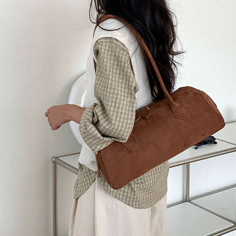 Korean Suede Boston Totes Shell For Women Fashion Crossbody Bowg female Large Capacity Long Handle Baguette Bag 2024