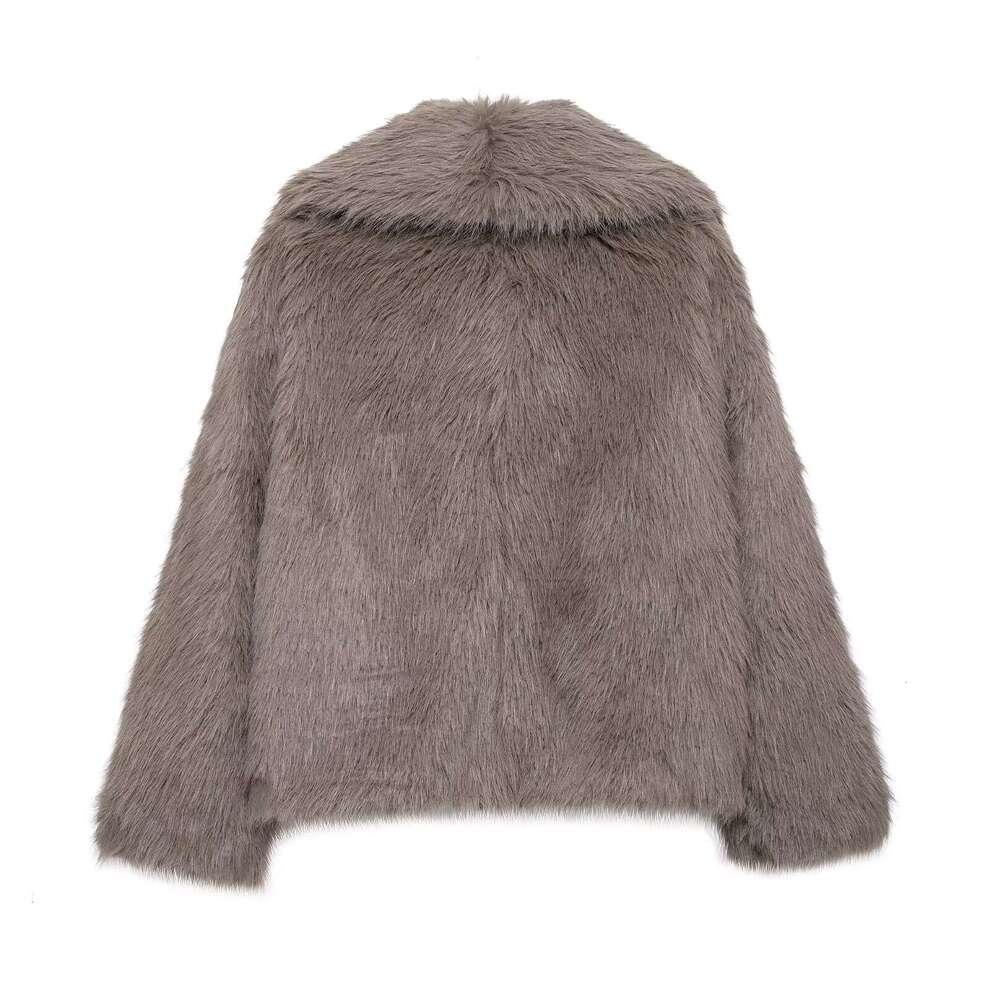 shanshi fur coat women Women's winter temperament lapel faux fur warm jacket