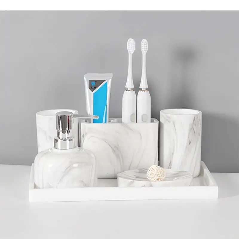 Toothbrush Sanitizer Resin Lotion Bottle Soap Dish Mouthwash Cups Trays Wash Set Creative Home Bathroom Set Toothbrush Holder Hand Sanitizer Bottles 2