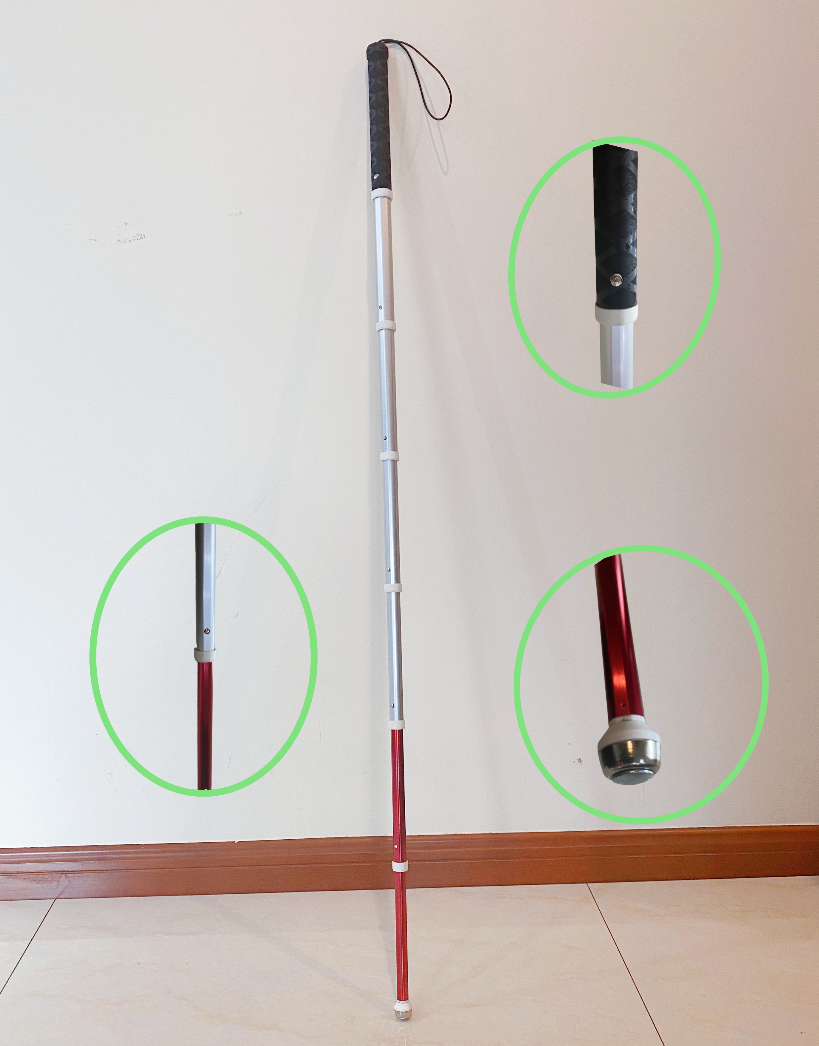 1pc Titanium Retractable Cane 29-125cm Telescopic Trekking Pole Multifunctional Walking Stick for the Elderly Old Man Crutch