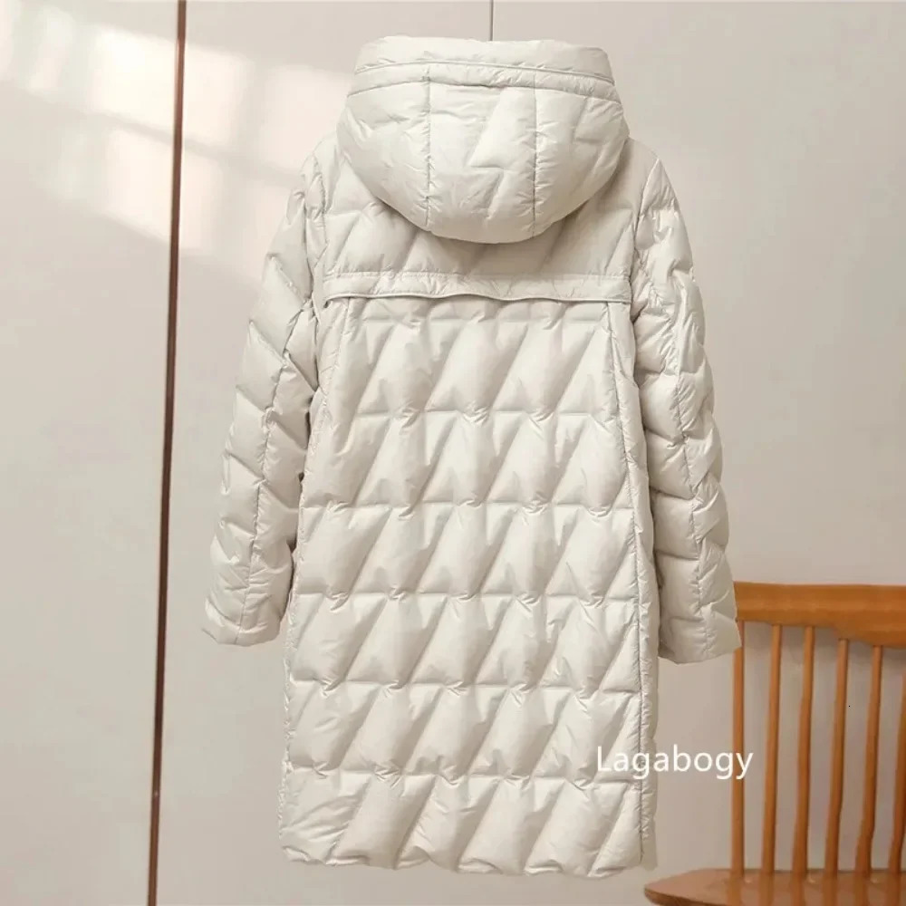 90% White Duck Down Jacket Winter Womens Fashion Loose and Versatile Ultra Thin Hooded High Quality Womens Puff Jacket 241112