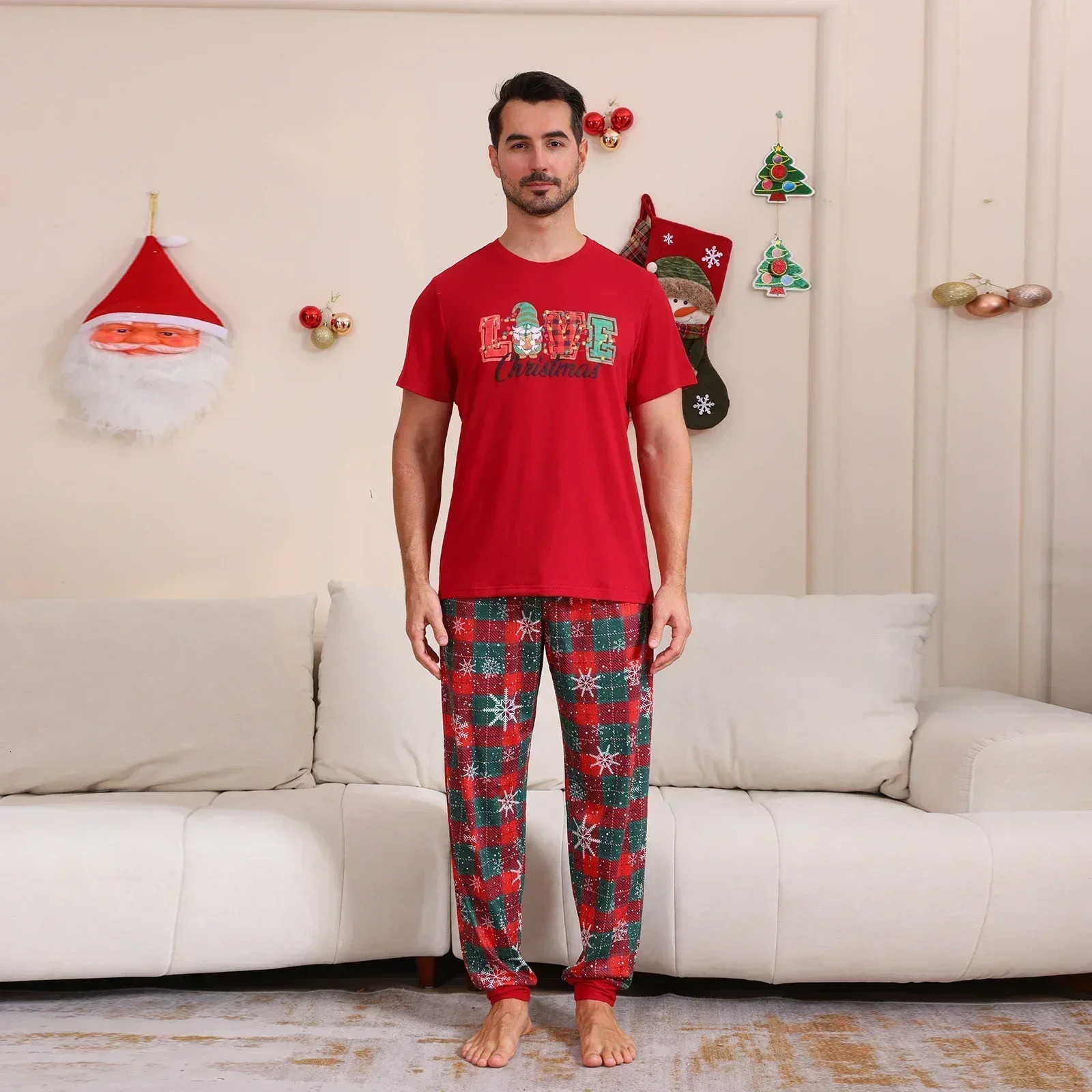 Arrivals Family Matching Outfits Cartoon Print Short Sleeve TopTrousers 2 Pcs Suit Home Clothes Christmas Pajamas Set 241112