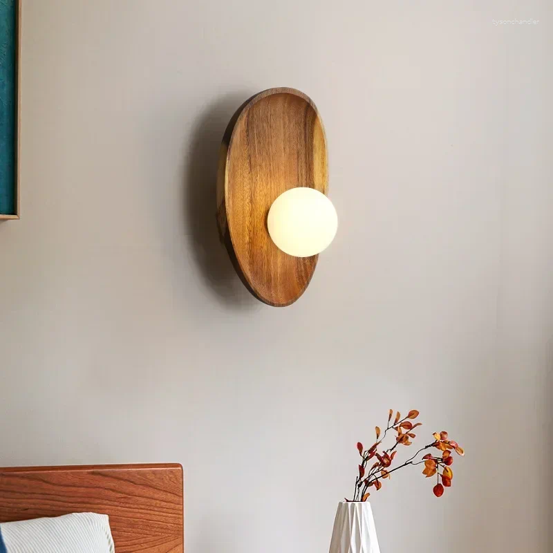 Lamps Wall Modern LED Solid Wood Light For Bedroom Living Room Stairs Porch Nordic Sconce Home Decoration Lighting Fixture Luster ing
