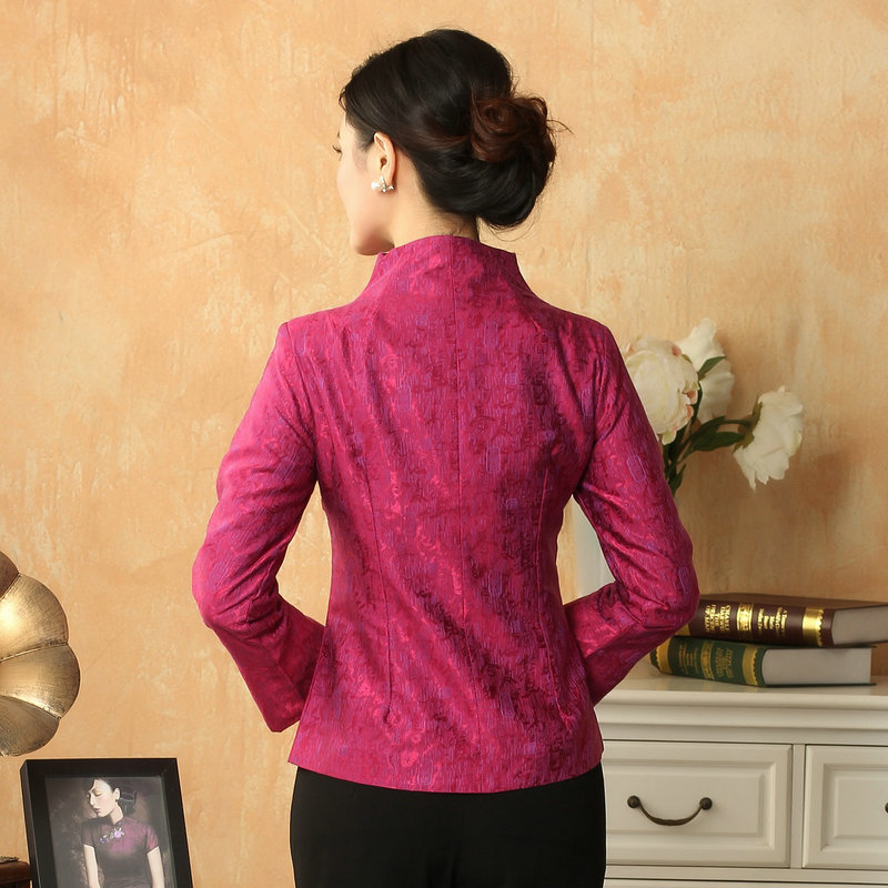 Chinese Cheongsam Style Women's Brocade Coat Green White Red Black Slim Fit Jackets With Dark Pattern in Tang Poetry Outerwear