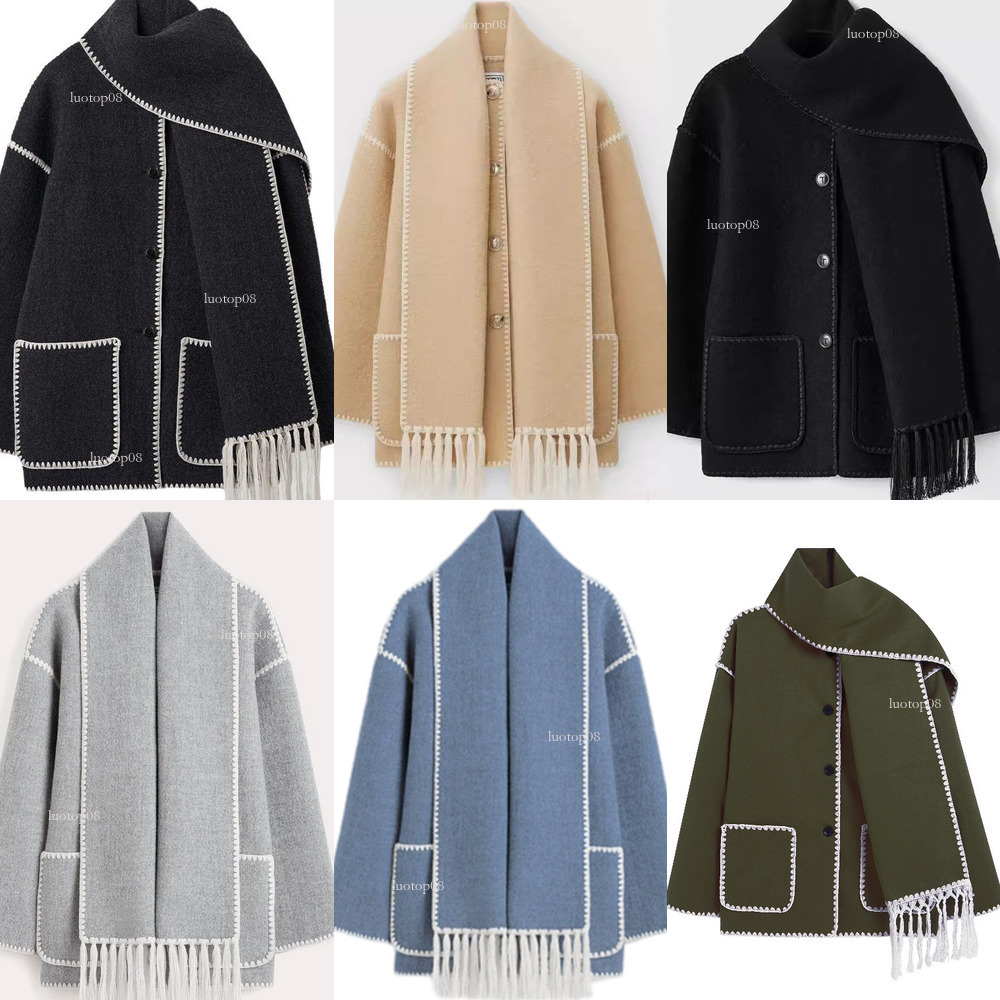 winter jacket women womens coat european and american womens clothing 2024 autumn and winter new fashion woolen coat thickened loose with scarf tassel