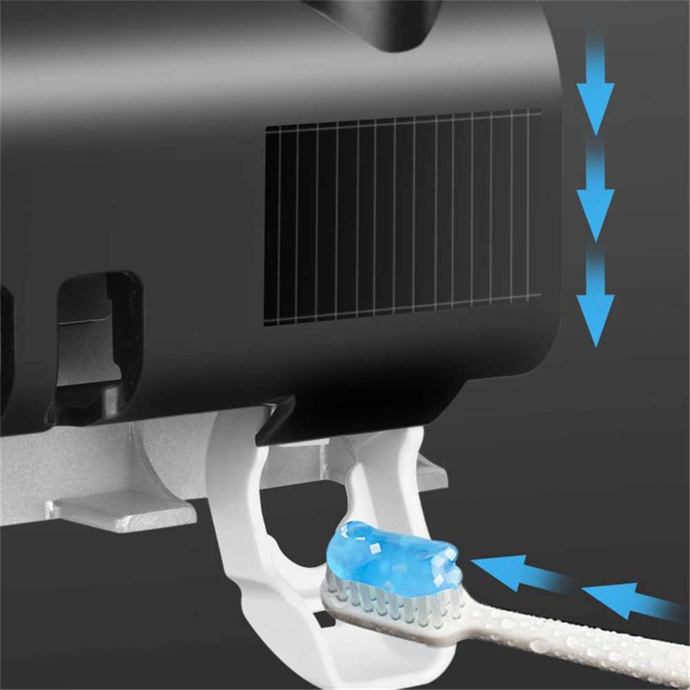 Toothbrush Sanitizer Solar Energy UV Toothbrush Holder Toothpaste Squeezer Bathroom Accessories Black Wall-mounted Sanitizer Tooth Brush Holder 240413