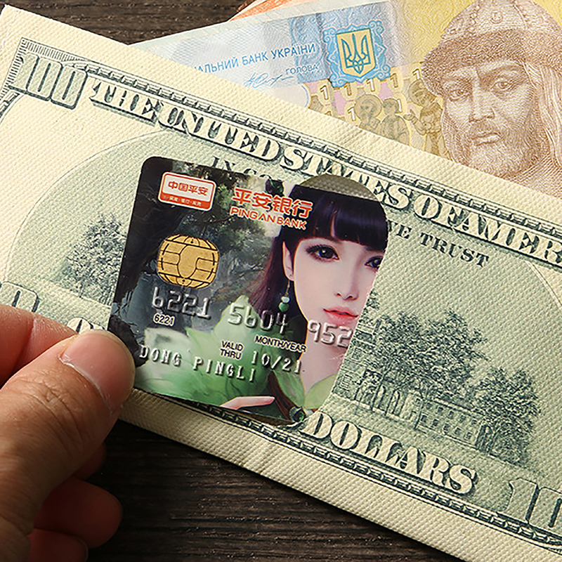 1pc Men Money Canvas Wallets Credit ID Card Holder Bags Purses Currency Notes Pattern Insert Picture Cash Coin Dollars Wallet