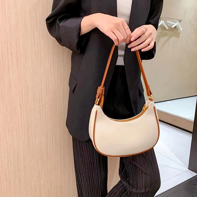 Fashion Women'S Clutch Handbags Moon Solid Color Pu Leather Underarm Shoulder Bag Casual Female Shopper Tote Luxury Hobos Bags