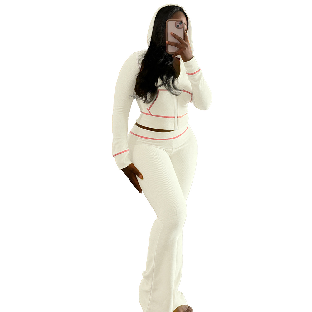 Women's Tracksuit Casual Hooded Neck Long Sleeve Sweatshirt And High Waist Flare Jogger Pants Active Sweatsuits