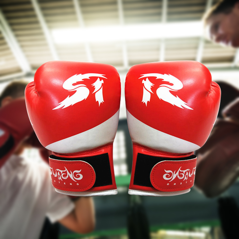 1 Pair Boxing Sanda Gloves Workout Exercise Training PU Leather Fight MMA Sanda Gloves for Karate Muay Thai Kickboxing Equipment