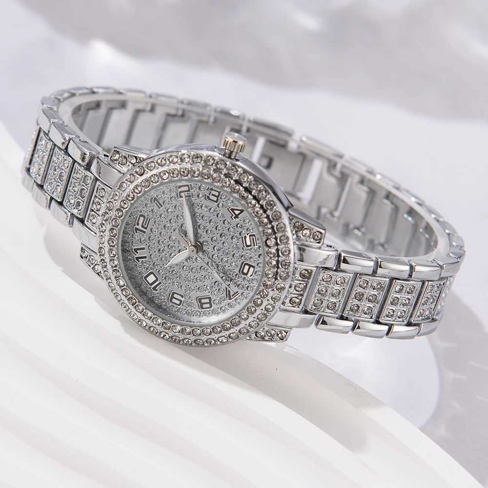 6PCS Women Watch Luxury Elegant Alloy Watch Crystal Wristwatch For Ladies Gift Quartz Watch Alloy Rhinestone Bracelet MontreXJ241109