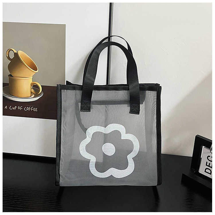 Fashionable large capacity breathable mesh bag for travel, simple handbag, large capacity women's cosmetics storage bag