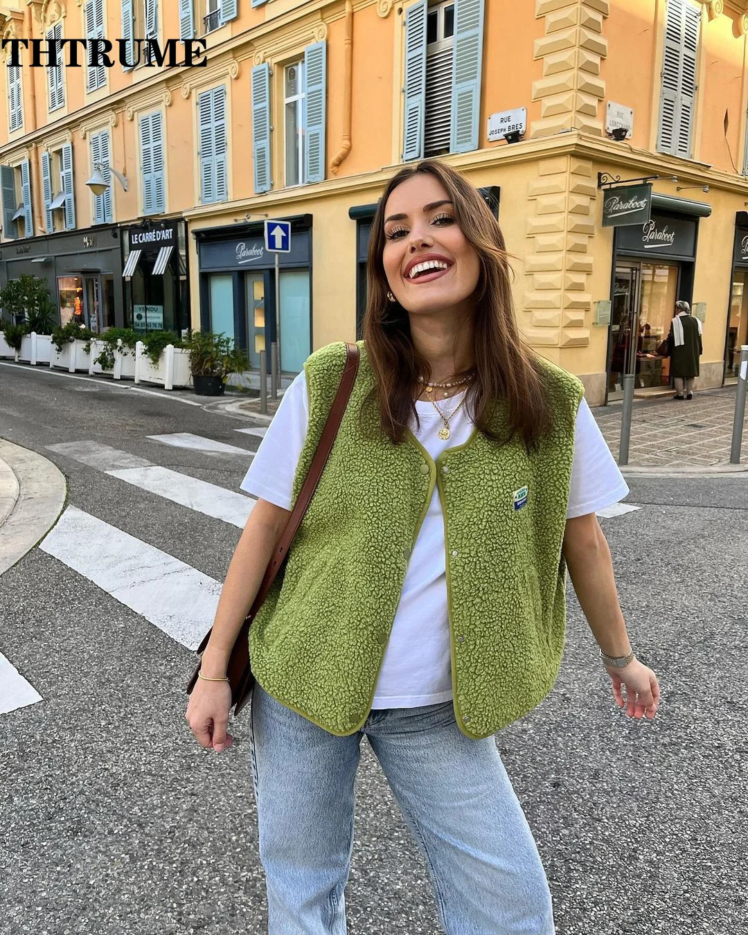 Casual Women Autumn Jackets Fashion Sleeveless Lamb Wool V-Neck Single Breasted 2024 Coats Elegant Solid Communte Chic Vests 241113