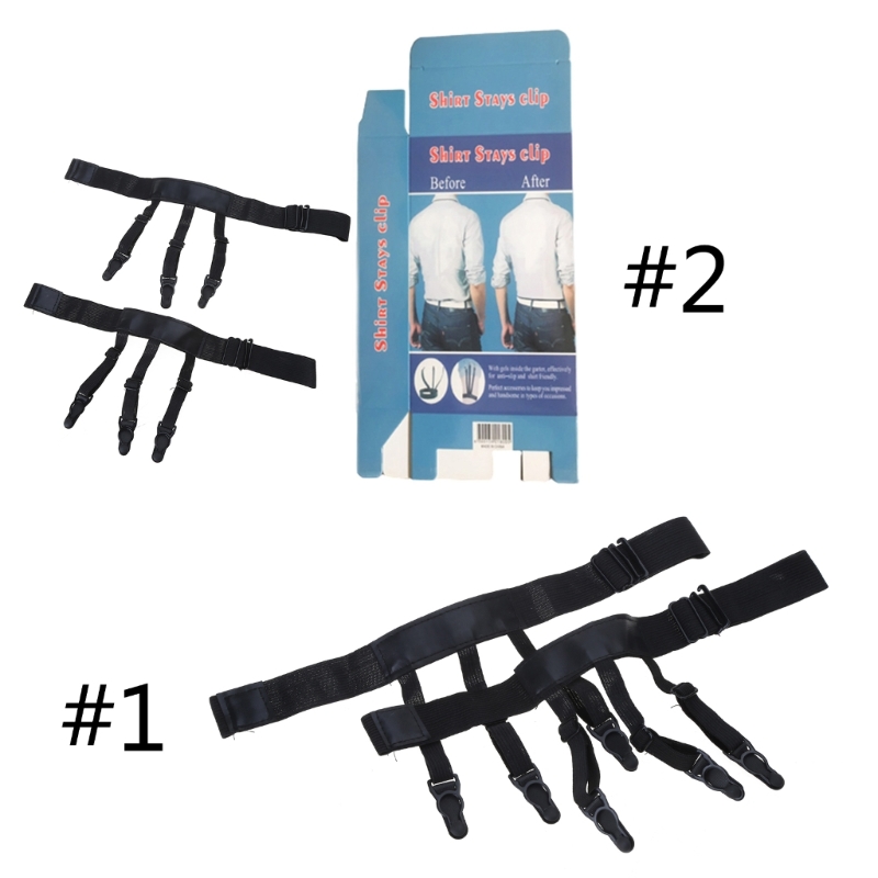 Pair Shirt 1 Men Stay Belt With Non-Slip ddmysmile Locking Clips Adjustable Lock Shirts Tuckers Leg Thigh Suspender Garters Strap Smile