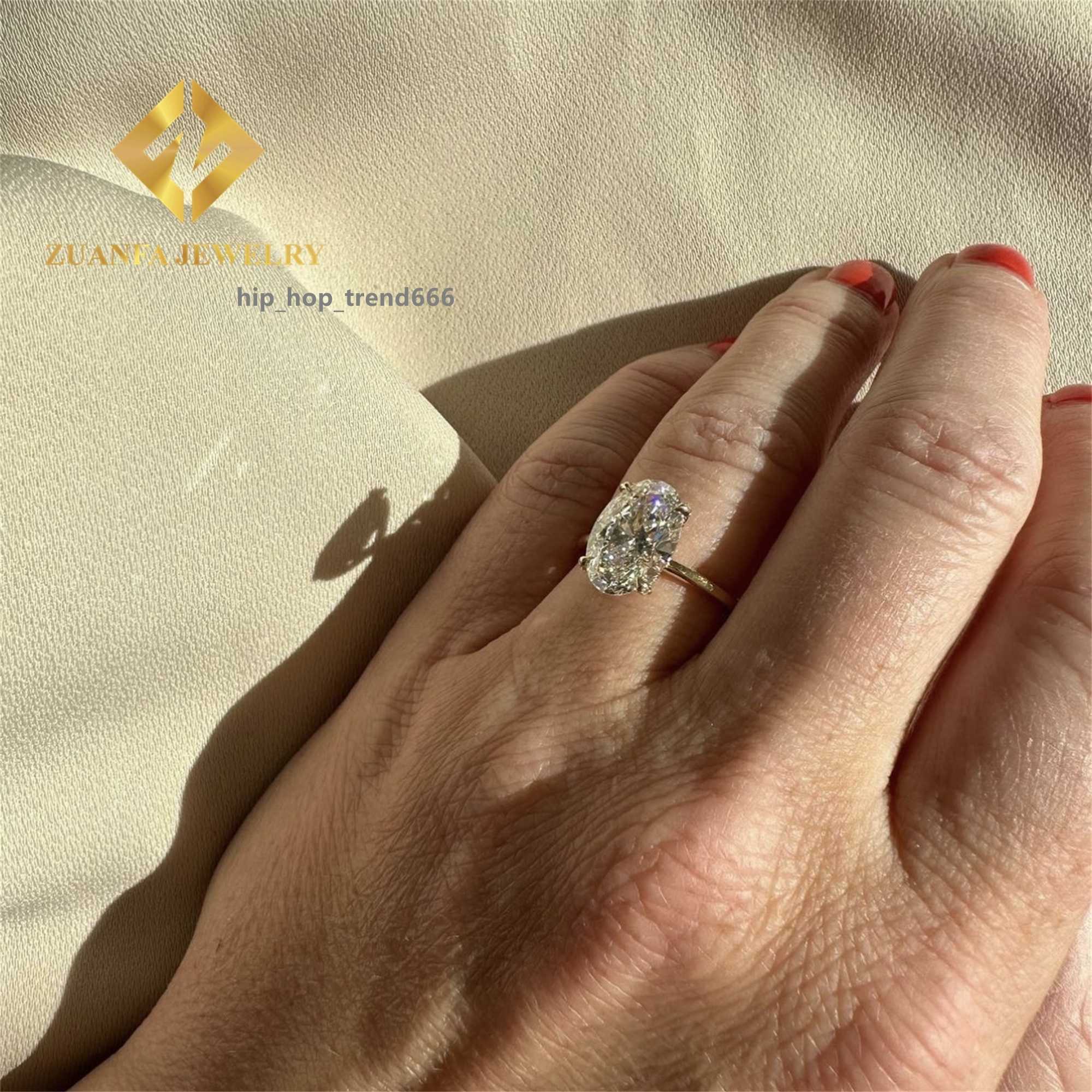 Custom Made 14k Solid Gold Luxury Gorgeous Bridal Wedding Jewelry 3Ct Crushed Oval Lab Grown Diamond Engagement Wedding Ring