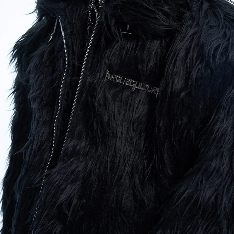 FEWQ Mens Short Clip Cleki Metal Leather Buckle n s mink fur thick plush top mens jacket 24E5178 241112