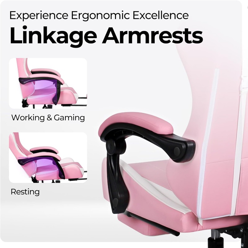 Video Gaming Chair with Footrest High Back Ergonomic Comfortable Office Computer Desk with Lumbar Support Height Adjustable with