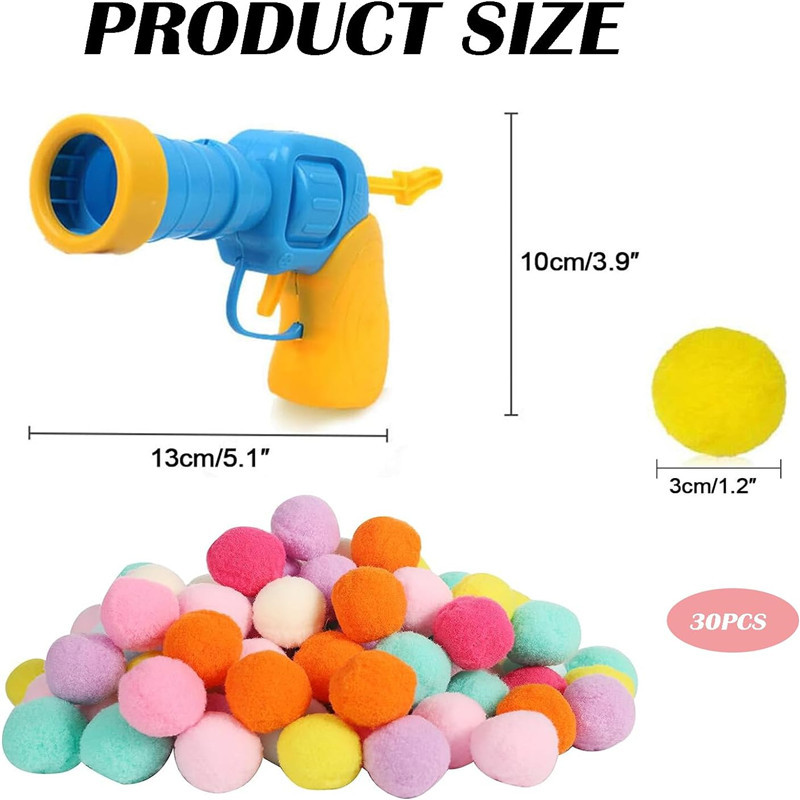 1pcs Fuzzy Ball Shooter for Cats Interactive with 100pcs Soft Pom Pom Balls Cat Ball Toy Launcher Cat Fetch Toys for Cats Kitten