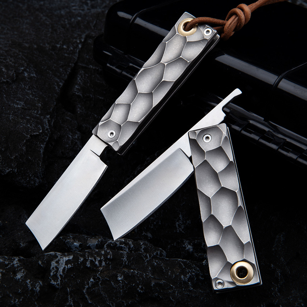 High End Pocket Folding Knife D2 Satin Razor Blade CNC TC4 Titanium Alloy Handle Outdoor Camping EDC Pocket Knives