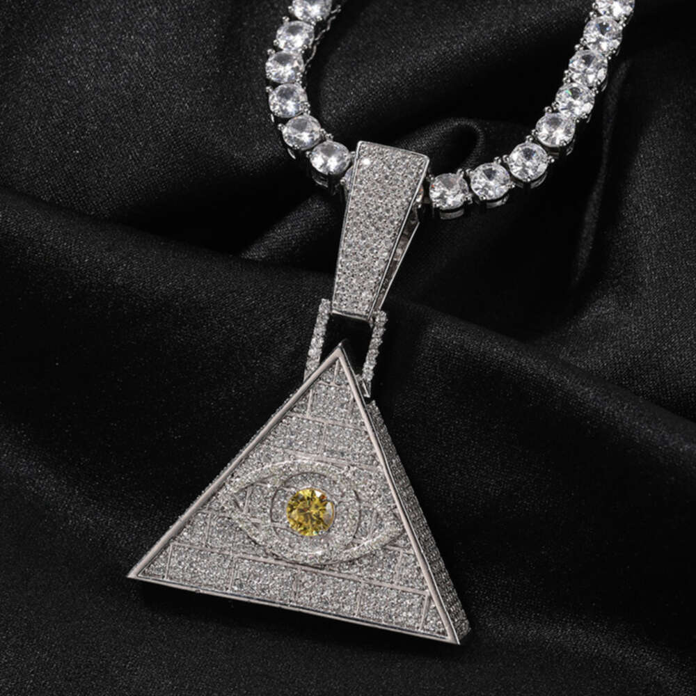 Top Quality Punk New Pyramid Evil Eye Pendant Personalized Necklace for Men Iced Out Cubic Zirconia Hip Hop Fashion Bling Full Cz Stone Gemstone Rappe