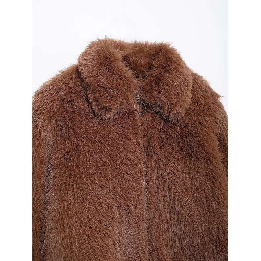 shanshi fur coat women Women's winter fashionable warm artificial fur casual jacket