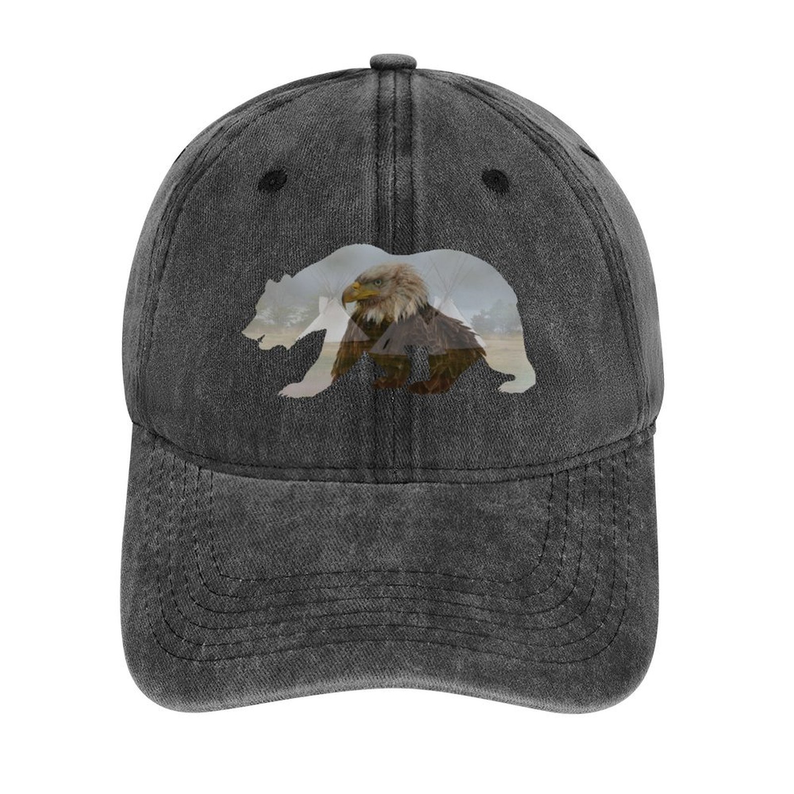 Grizzly, And The Eagle Lodges Cowboy Hat Party Hat ddmysmile Beach Hat Military Cap Caps Male Women's Smile Grizzly,