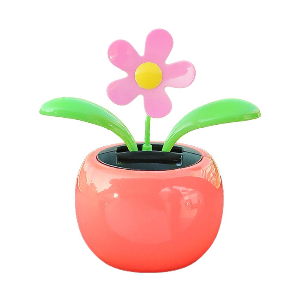 Suower Solar Automatic Powered Swinging Dancing Animated Flower Toy Car Interior Decorations Styling Home Decoration smile