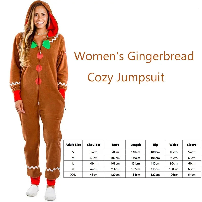 Unisex Family Adult Gingerbread Cozy Jumpsuit Christmas Toddler Cute Gingerbread Cookie Costume Christmas Gifts Pajamas 241113