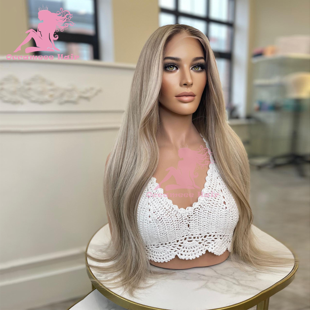 Human Wigs Highlight Hair Pre Plucked Ash Brown Blonde Colored 13X4 Lace Front ddmysmile Wig 13X6 Transparent Lace Frontal Wigs For Women Smile