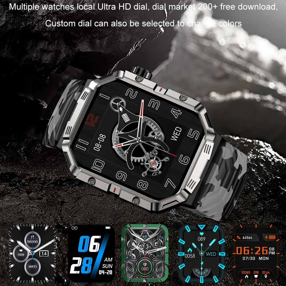 Military Smart Watch GPS For Men IP68 Waterproof Health Monitoring NFC High display BT Call Durable Outdoor Sports Smart Watch smile