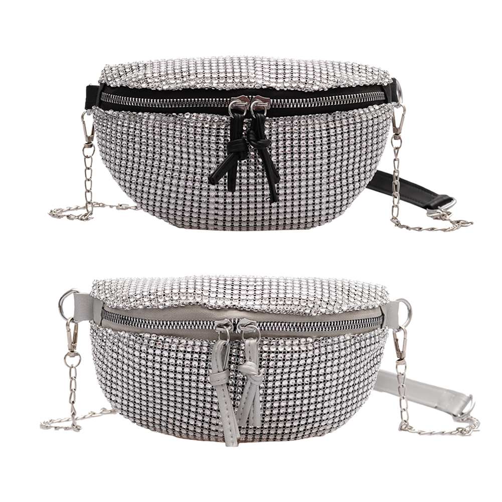 Waist Rhinestone Bag Fanny Women ddmysmile Casual Zipper Small Ddmysmile Chest Crossbody Phone Pack Smile