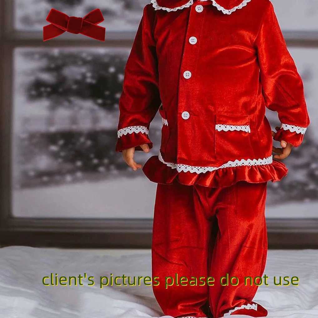 Red Velvet Family Matching Pjs Christmas Mother Kids Pajamas Sleepwear Baby Clothes Loungewear Red Boys Girls Pyjamas Set LX241113