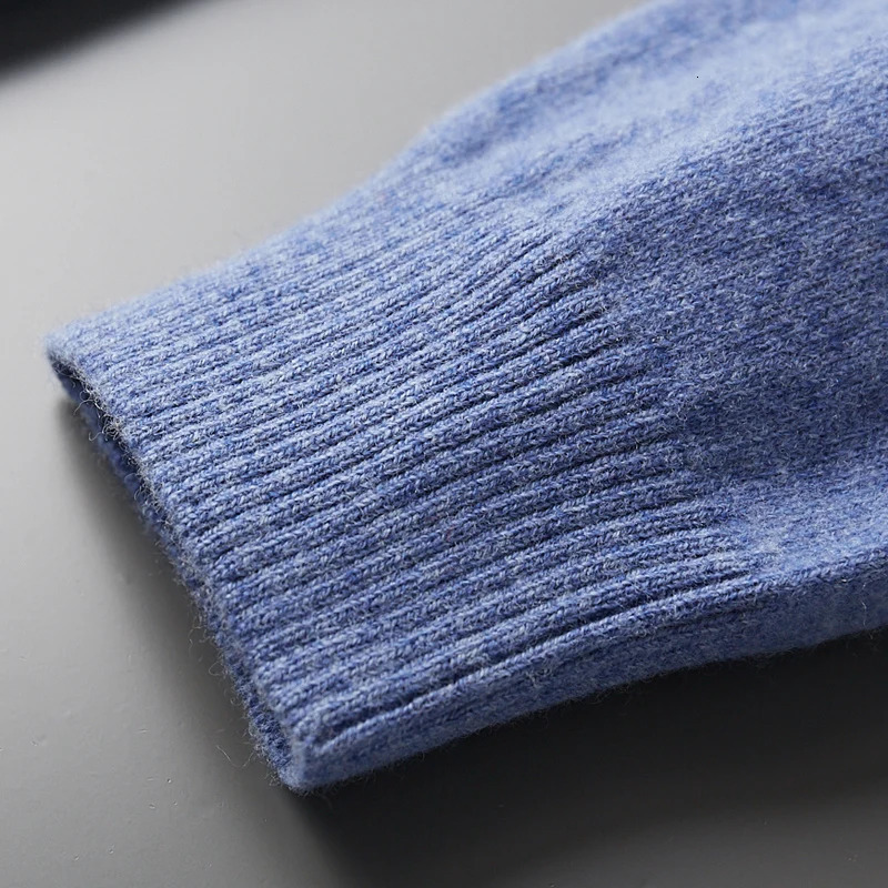 Autumn and winter 100% Merino wool mens polo neck lapel honeycomb knitted shirt fashionable knitted mens jacket. 241113