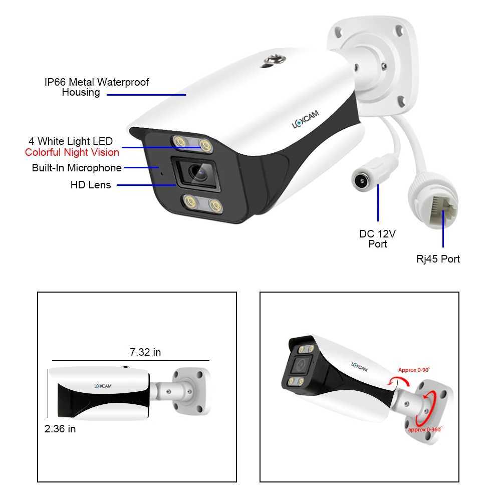 IP Cameras H.265 4K Ultra HD Audio Security Camera POE System 8MP Waterproof Outdoor Color Night Vision Video Surveillance NVR Kit Xmeye 24413