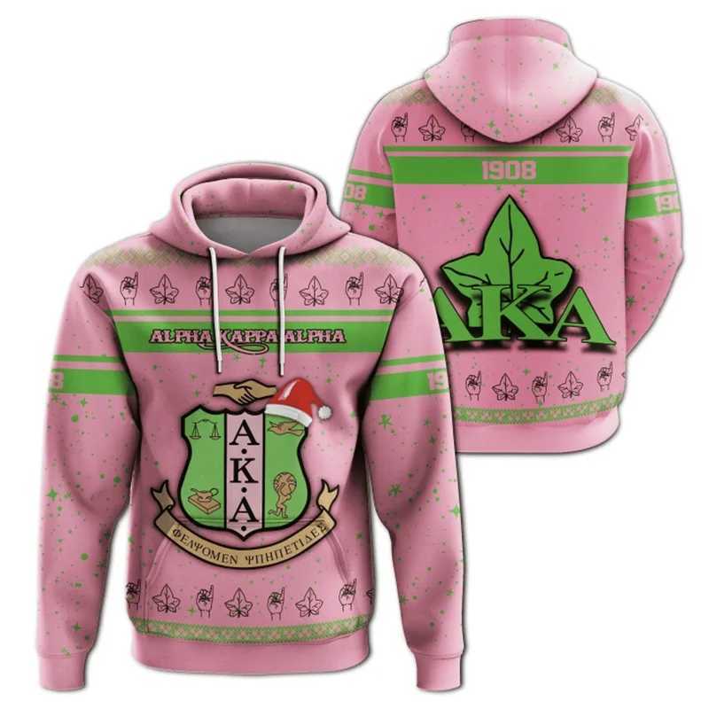 AKA 1908 Alpha Sorority Pullover Hoodies For Women Printed Long Sleeve Oversized Christmas Anniversary Sweatshirts Womens Coat LX241113