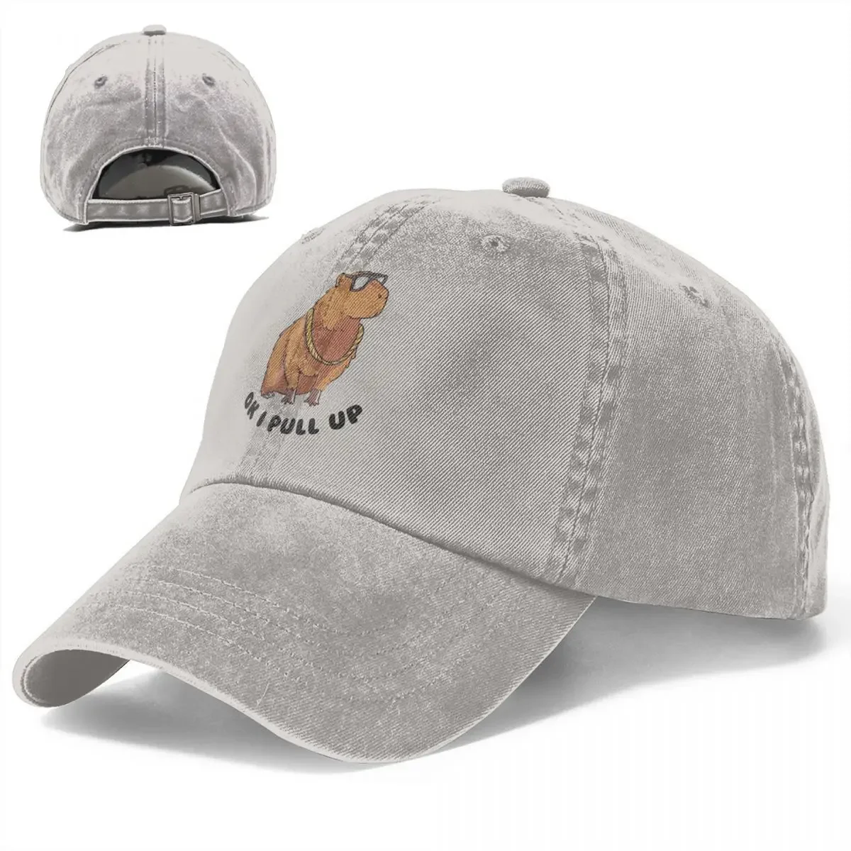Vintage Washed Baseball Capybara Kawaii Caps Women Sunhat Snapback Animal Cap Hats smile