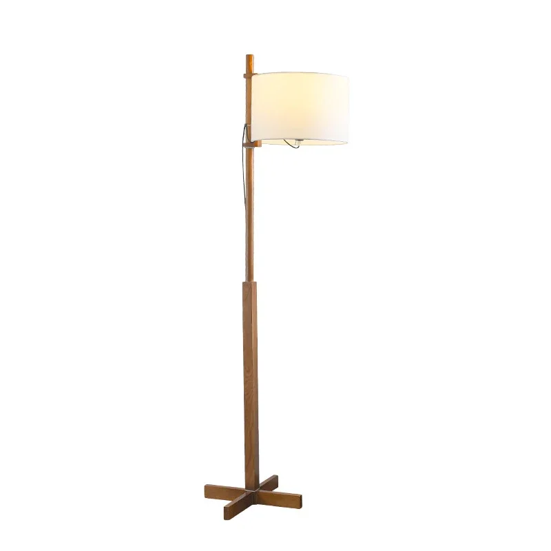 Nordic Wabi Sabi Solid Wood Fabric Shade Led Floor Lamp Living Room Bedroom Bedside Lamp Home Decor Sofa Corner Standing Light