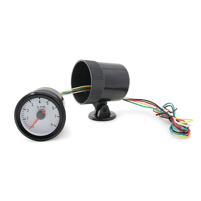 Automotive 2-Inch 52Mm Blue Light Black Circle Tachometer Accessories Parts 0-8000RPM For 1-8 Cylinders LED Light