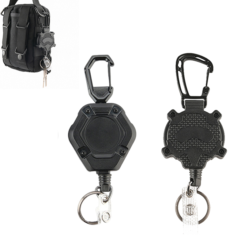 Retractable Keychain Outdoor Mountaineering Easy Pull Carabiner Wire Rope Anti-theft Anti-theft Pendant With 31.5" Steel Cord