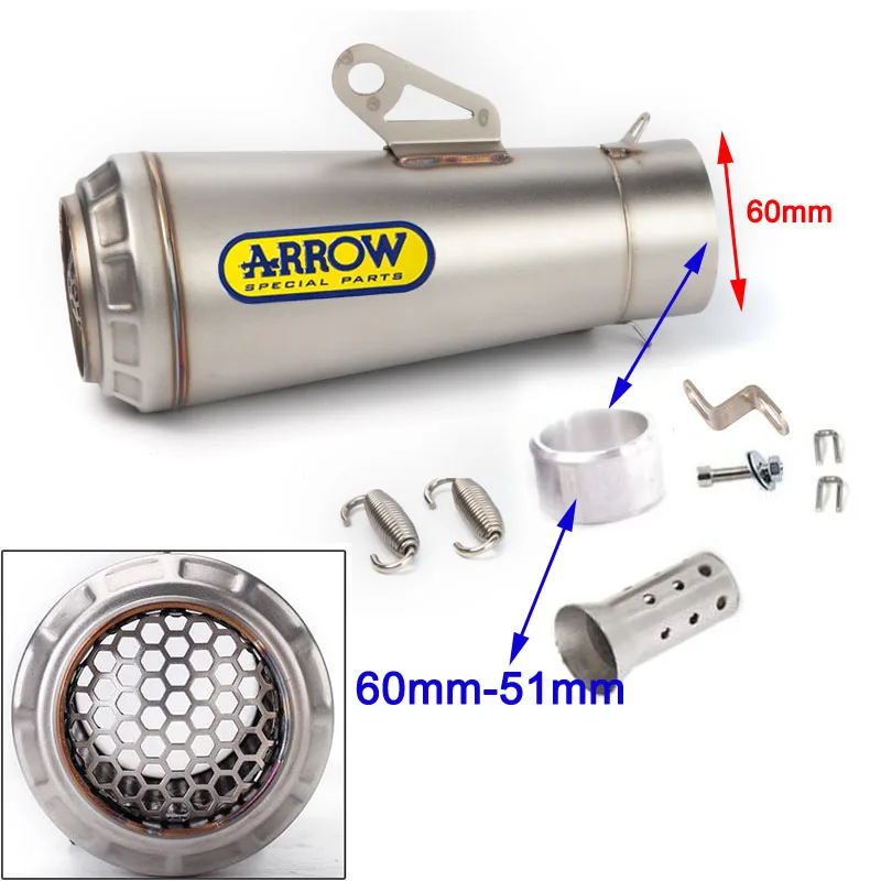 Universal Motorcycle ARROW Exhaust Muffler DB Killer GP Motocross Escape Silencer For Yamaha R1 R3 R6 CBR1000RR MT07 09 Z1000