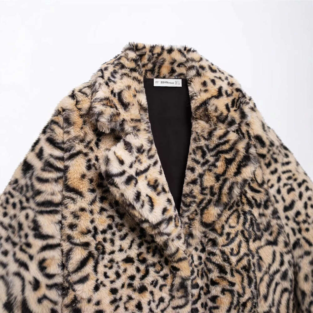 shanshi fur coat women autumn new style women's clothing fashion temperament lapel leopard print fur coat jacket