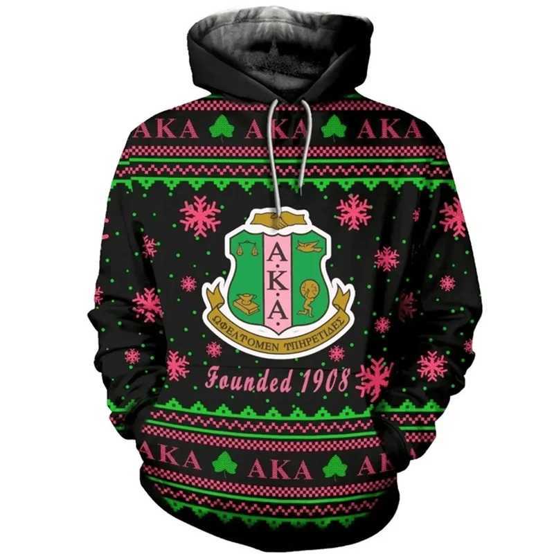 AKA 1908 Alpha Sorority Pullover Hoodies For Women Printed Long Sleeve Oversized Christmas Anniversary Sweatshirts Womens Coat LX241113