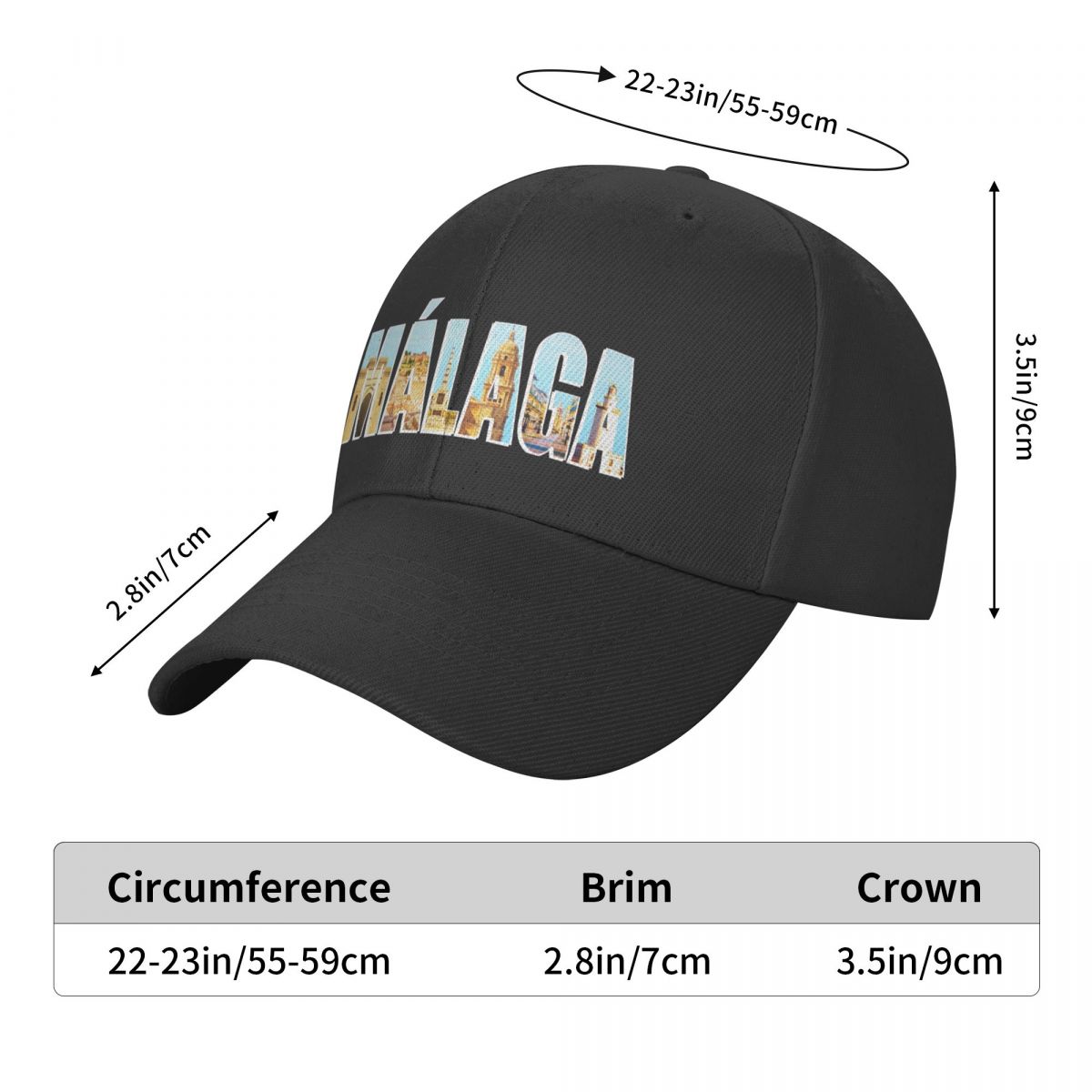 Ball Malaga, Souvenir Cap Baseball Cap cute Mens Tennis Women's smile Malaga, Malaga, Malaga,