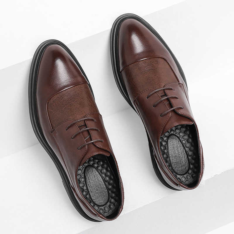 Men Dress Shoes New Mens Pointed Leather Casual Shoes Korean Fashion Dress Business Leather Shoes Mens Wedding Shoes 241009