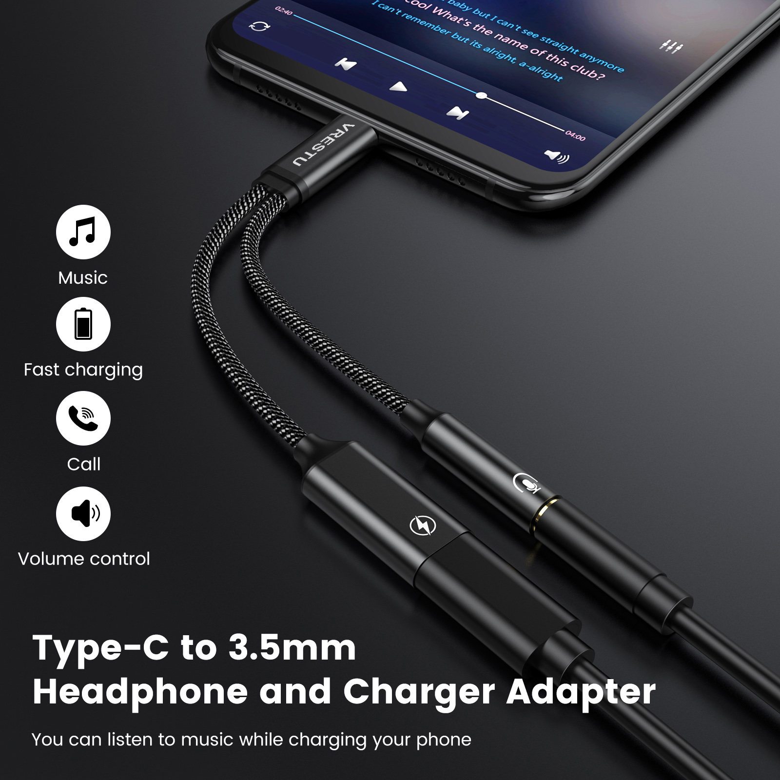 2 in 1 USB 2025 C DAC Headphone Adapter Type C to 3.5 Jack Adapter Audio USB-C PD 60W Power Delivery Connector for Samsung iPhone 15
