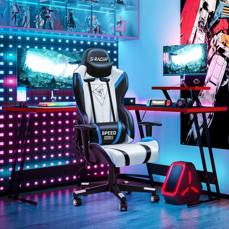 Homall Gaming / Racing Office High Back PU Leather Computer Desk / Video Game Chair Ergonomic Swivel Chair with Headrest