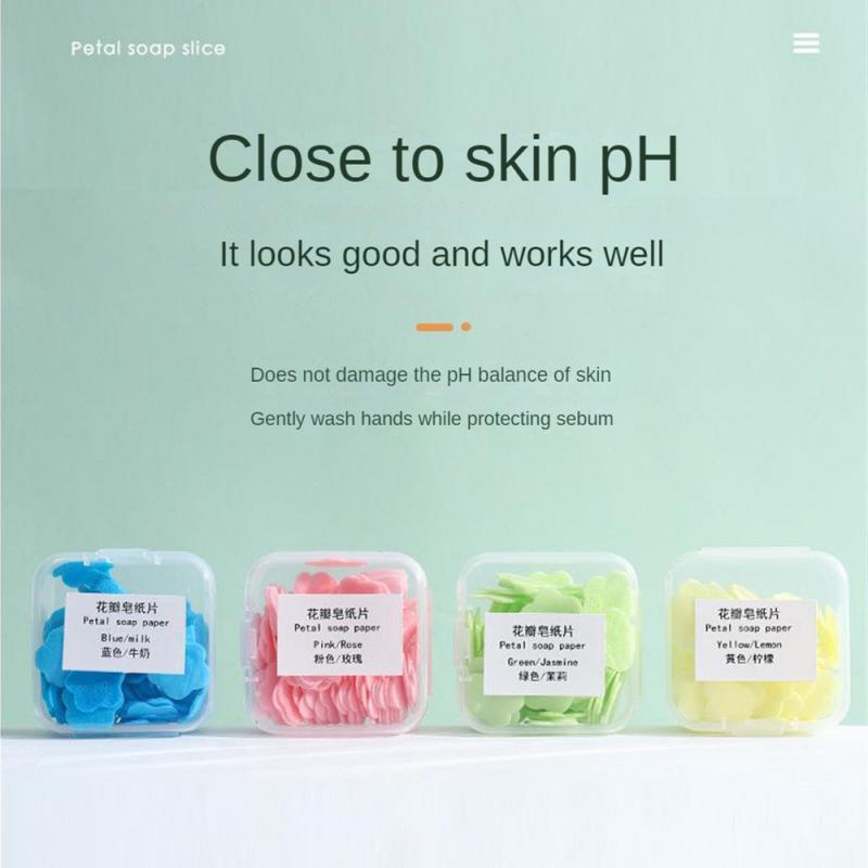 Box portable Skin friendly fresh hand washing toilet soap Slice Disposable petal soaps flakes household for /travel /travel smile /travel /travel