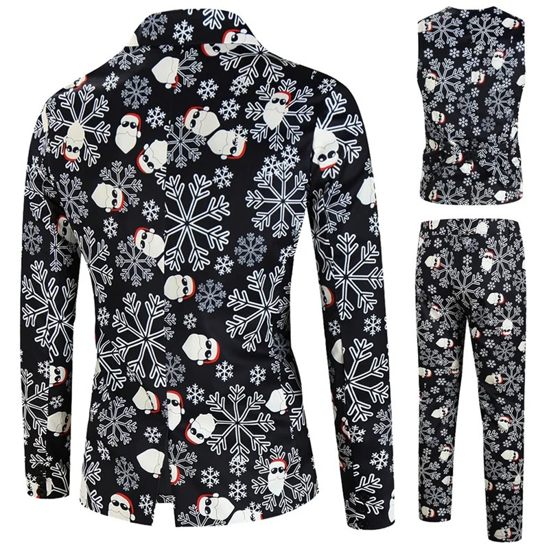 Men Christmas Suit Funny Long Sleeve Single Breasted Jacket with Vest Pants Set Formal Outfit 241113 - view 5